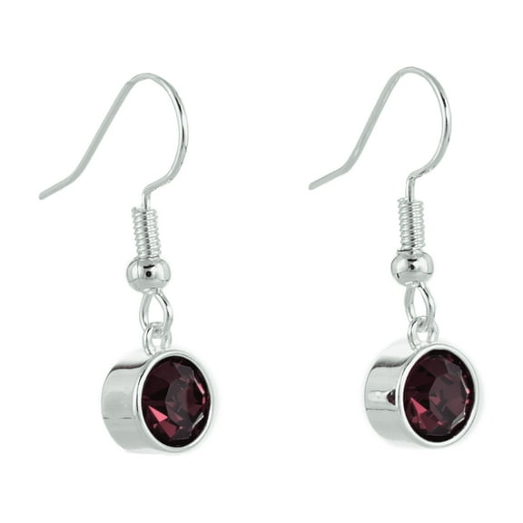 Lionhead Jewelry February Birthstone Purple Bohemian Crystal Amethyst Drop Earrings, Silver