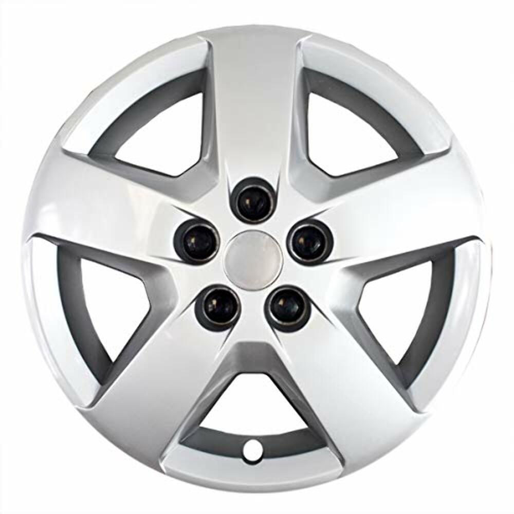Fuel Rider Set of 4 16 inch Silver Screw-On Hubcaps With 5 Spoke Compatible With 07-11 Chevrolet HHR 08 Malibu Standard Steel Wheel Covers