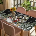 thumbnail image 3 of Black Christmas Snowman Table Cloths for 4 Foot Rectangle Tables, Xmas Tree Snowflake Botanical Patio Waterproof Elastic Fitted Tablecloths, Washable Rectangular Table Cover for Camping, 3 of 8