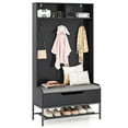 thumbnail image 1 of Costway 69" Tall Hall Tree with Seat Cushion Open Compartments Hooks Lift-top Storage Black, 1 of 10