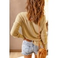 thumbnail image 3 of Women's Khaki Waffle Knit Henley Top, 3 of 14