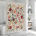 thumbnail image 5 of Watercolor Flowers Shower Curtain Set - Long 72" x 84" Washable Bathtub Curtain with 12 Hooks, Rustic Spring Floral Botanical Beige Waterproof Fabric Stall Shower Curtains for Bathroom/Bathtub Décor, 5 of 6