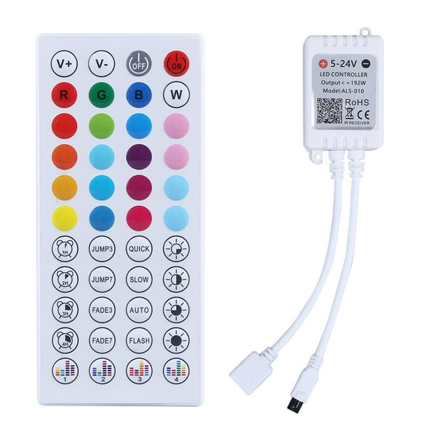 Controlador Tira LED 24/44 Teclas Sincronización Música Compatible Con Dientes Azul