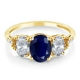 thumbnail image 2 of Gem Stone King 3.04 Ct Oval Blue Sapphire White Topaz 10K Yellow Gold Ring, 2 of 4
