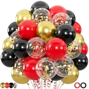 100pcs Black Gold Red Balloons, 12inch Red Black and Metallic Gold Confetti Balloons for Birthday, Anniversary, Casino Night, Graduation, Hollywood Movie Night Party Decorations