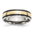 thumbnail image 1 of Titanium Grooved 14k Yellow Inlay 6mm Brushed and Antiqued Band Size 13, 1 of 6