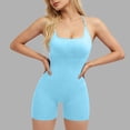 thumbnail image 5 of Feancey Yoga Jumpsuits for Women Criss Cross Back Bodysuits Spaghetti Strap Sleeveless Shorts One Piece Rompers Soft Stretchy Bodycon Outfits Sky Blue S, 5 of 8