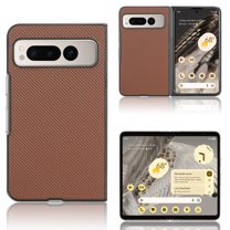 Nalacover Case for Google Pixel Fold, Carbon Fiber Leather Soft TPU Shockproof Drop Resistant Anti-Scratches Slim Folding Cover for Google Pixel Fold,Brown