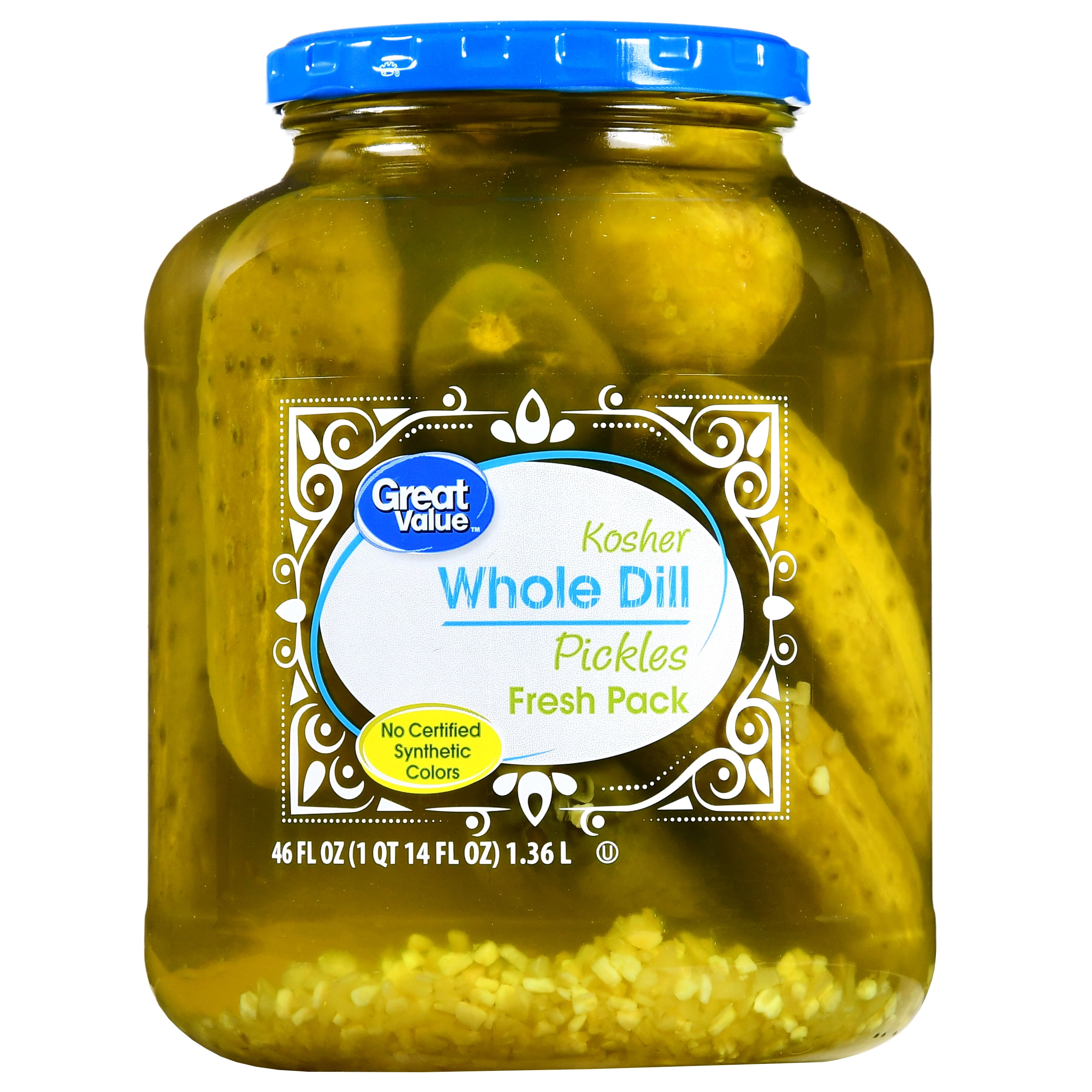 Great Value Kosher Whole Dill Pickles, 46 oz