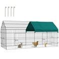 thumbnail image 2 of PawHut 87" Small Animal Playpen, Pet Playpen Yard Fence for Rabbits, Chicken, Chinchillas with Roof for Indoor Outdoor, Green, 2 of 9