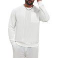 thumbnail image 5 of INSPIRE CHIC Men's Corduroy Panel Sweatshirt Crew Neck Long Sleeve Pullover Top S White, 5 of 6
