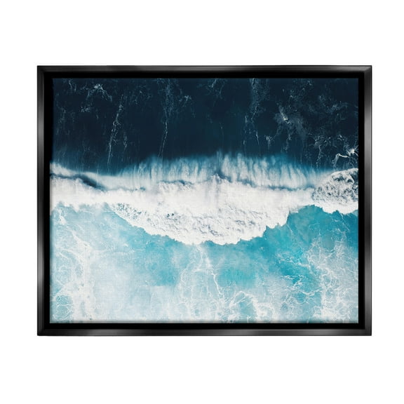 Stupell Industries Crashing Ocean Waves Landscape Photography Black Floater Framed Canvas Art Print Wall Art, 21 x 17