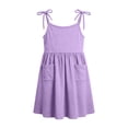 thumbnail image 5 of BCSIOAOI Dress Girls,Tie Shoulder Sleeveless A-Line Casual Dress with Pockets Purple 11-12 Years, 5 of 9