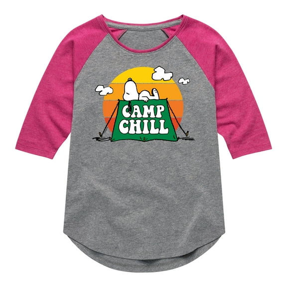 Peanuts - Camp Chill - Toddler And Youth Girls Raglan Graphic T-Shirt