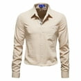 thumbnail image 2 of Penkiiy Men's Business Dress Shirts Wrinkle Free Long Sleeve Regular Fit Dress Shirt Textured Casual Button Down Shirts Khaki Clearance, 2 of 9