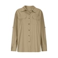 thumbnail image 4 of Alun Womens Sun-Proof Collar Button down Shirts Long Sleeve Outdoor Cool Quick Dry Fishing Hiking Gardening Blouse Tops Lightweight Soft Comfortable Summer Casual Outfit Khaki XL, 4 of 6