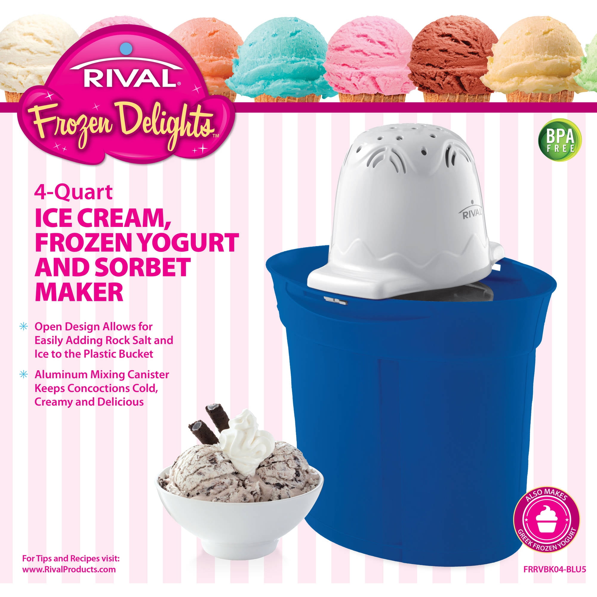 RIVAL F69204-X 4 Quart Electric Ice Cream Maker 