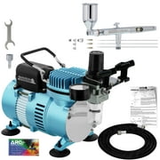 Master Airbrush SB88 Pro Set Dual-Action Side Feed Airbrush Kit, Dual Fan Air Compressor, 3 Nozzles, 1/2oz Gravity Cup