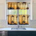 thumbnail image 3 of Kitchen Curtains 24 Inch Short - 3 Panel Set, Rod Pocket Window Curtain with Tropical Palm Tree Sunset Print, 100% Polyester for Boho Kitchen, Beach Room, Easy Wash, 3 of 6