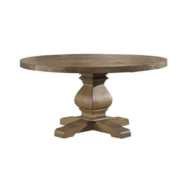 Alpine Furniture Kensington Round Pine Wood Dining Table in Reclaimed