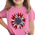 thumbnail image 3 of Yeaiivve Toddler Girls 4th of July T Shirts USA Flag Sunflower Graphic Tees Holiday Casual Short Sleeve Patriotic Tee Breathable Summer Tops Pink 110, 3 of 7