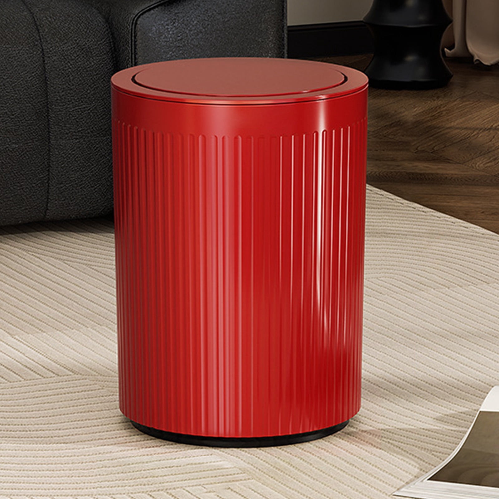 Small Can with Flip Lid - 1.5 Gallon/6L Durable Garbage Bin for Bathroom, Bedroom, Office & Hotel, Space-Saving & Odor Resistant Waste Basket