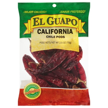 El Guapo Whole California Chili Pods (Chile California Entero), 2.5 oz Bag