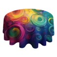 thumbnail image 4 of Colorful Tie Dye Circular Spiral Pattern Round Tablecloth 60"x60",Wrinkle Wipeable Table Cloth for Kitchen Dining Room Picnic Patio Party, 4 of 6