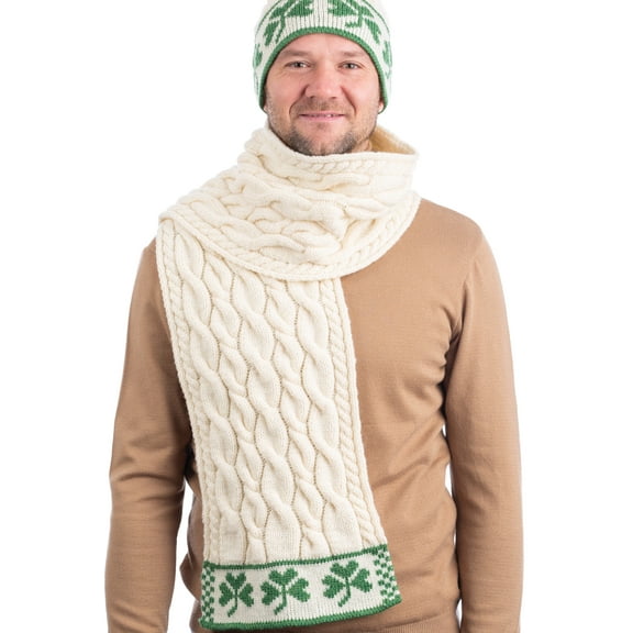 Three Shamrock Merino Wool Scarf