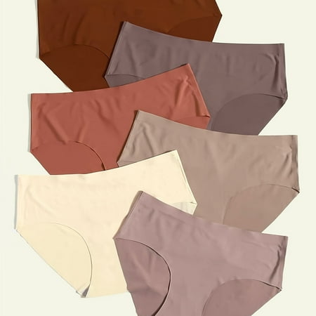 

6 Pcs Women‘s Comfortable Invisible Seamless Bikini Panties Skin-Friendly Micro Elastic Panties Women‘s Lingerie & Underwear
