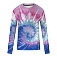 thumbnail image 5 of Dagegui Mens Tie Dye Shirts Long Sleeve Crew Neck T-Shirts Big and Tall Outdoor Lounge Tees Trendy Hawaiian Vacation Travel PulloverTops Blue,L, 5 of 5