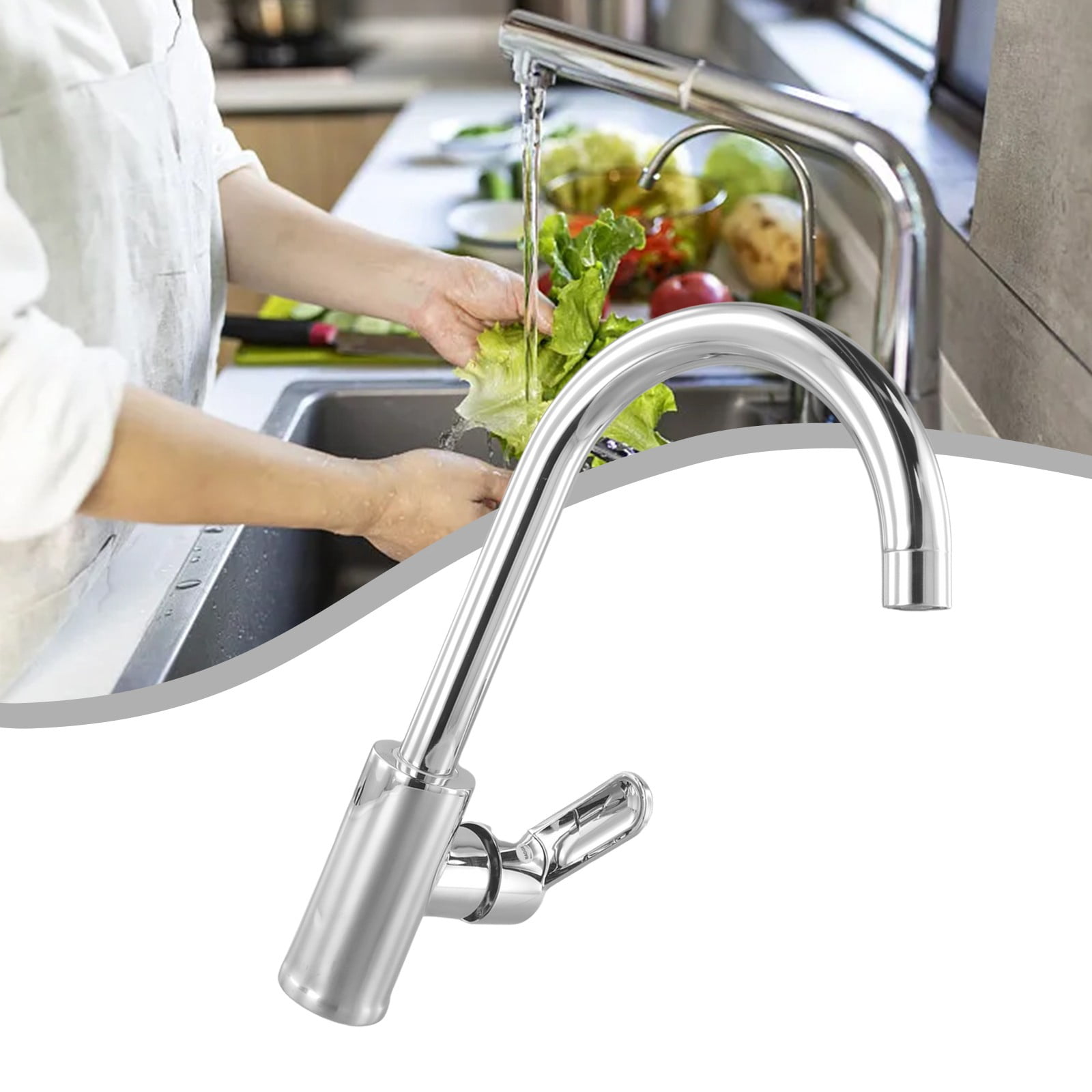 Bathroom Faucet Polished Chrome Plated Swivel Basin Sink Cold Hot Mixer Tap