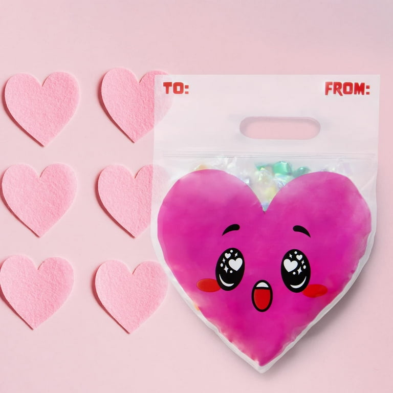Syncfun 48 PCS Valentine's Day Cellophane Bags, Red Heart, Kids