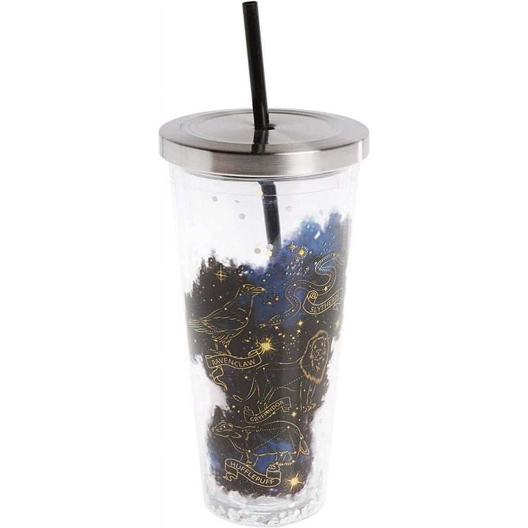 Harry Potter Hogwarts 23 Ounce Glitter Cup with Straw