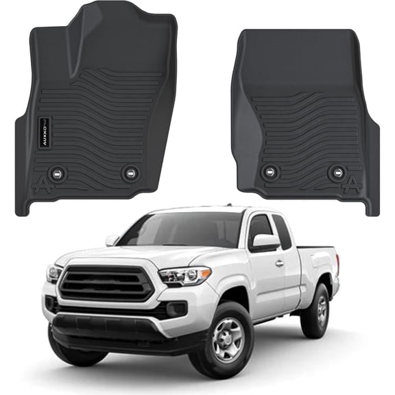 Auxko All Weather Floor Mats Fit for Toyota Tacoma 2024 2025 Double & Access Cab XtraCab Front Row Only for Automatic include Hybrid and Gas TPE Trunk Liner Tacoma Accessory Odorless Anti-Slip Black