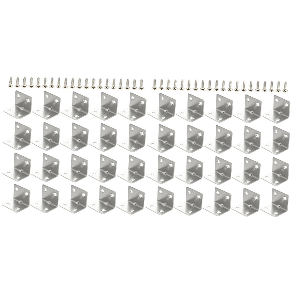 LABSERRON  40Pcs L Shape Corner Braces, Silver, 90 Degree Design, Heavy Duty for Furniture, No Cutting