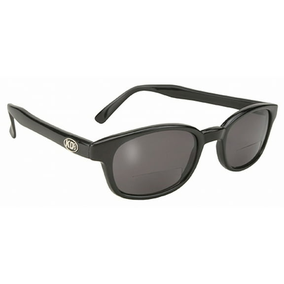 The Original KD's Biker Shades By Pacific Coast Sunglasses Black Frames  2.25 Magnification Smoke Lens
