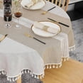 thumbnail image 1 of Elegant Rustic Tablecloth for Dining Table, Cotton Linen Fabric with Dustproof Spill-resistant Properties, Perfect for Indoor Outdoor Use, Khaki, Round 140 cm, 1 of 6