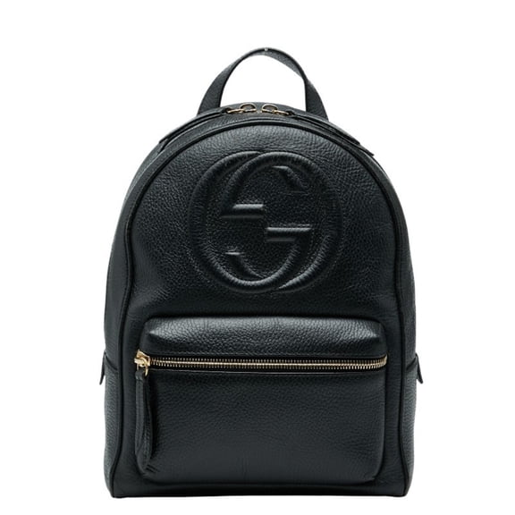 Pre-Owned Gucci Soho Interlocking G Backpack 536192 Black Leather Women's GUCCI (Good)