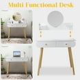 thumbnail image 6 of RICHYOUNG Vanity Table Set with Mirror, Makeup Table with 2 Large-Drawer for Bedroom, White(Without Stool), 6 of 12