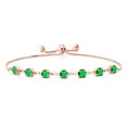 thumbnail image 2 of Gem Stone King 2.80 Ct Round Green Simulated Emerald 18K Rose Gold Plated Silver Bracelet for Women, 2 of 5