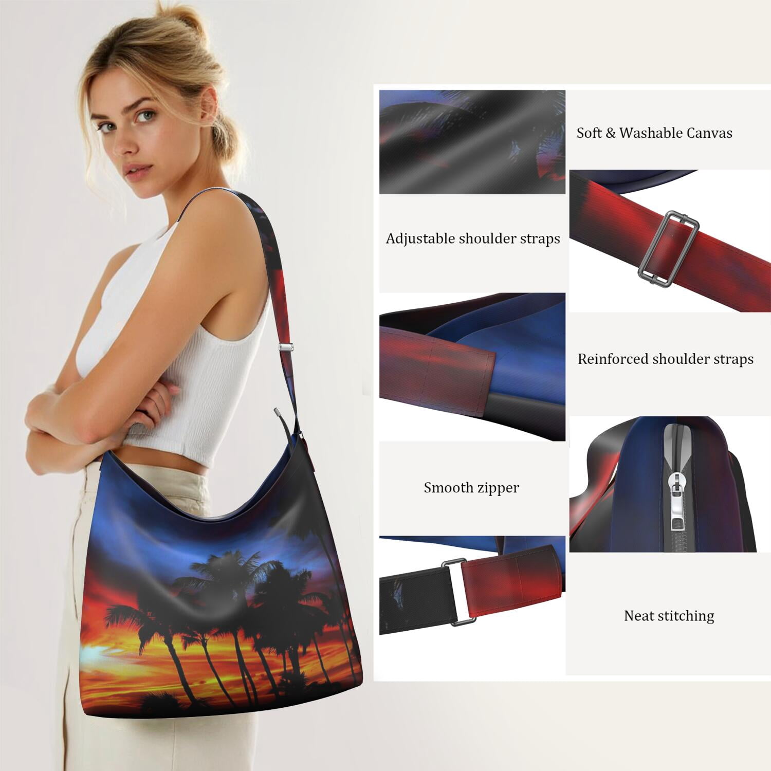 Vibrant Tropical Paradise Casual Everyday Purse | Lightweight Sling Bag for Women | Minimalist Design with Multi-Pocket Interior