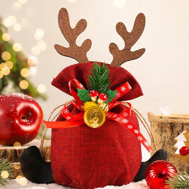 Bolsa de plástico con dibujos animados para dulces, saco con cordón para regalos, Papá Noel, muñeco de nieve, manzana, galletas, suministros de decoración de embalaje