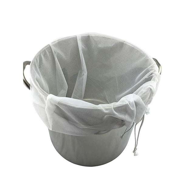 Paquete de 2 bolsas de infusión extra grandes reutilizables de malla fina de 250 micrones para prensa de vino, sidra de frutas, manzana y uva, con cordón para colar la infusión en una bolsa (paquete d