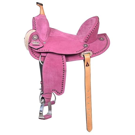 Hilason Western Horse Flex Tree Barrel Trail In Suede Leather Saddle Pink