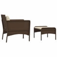 thumbnail image 3 of vidaXL 2 Piece Garden Lounge Set with Cushions Brown Poly Rattan, 3 of 5