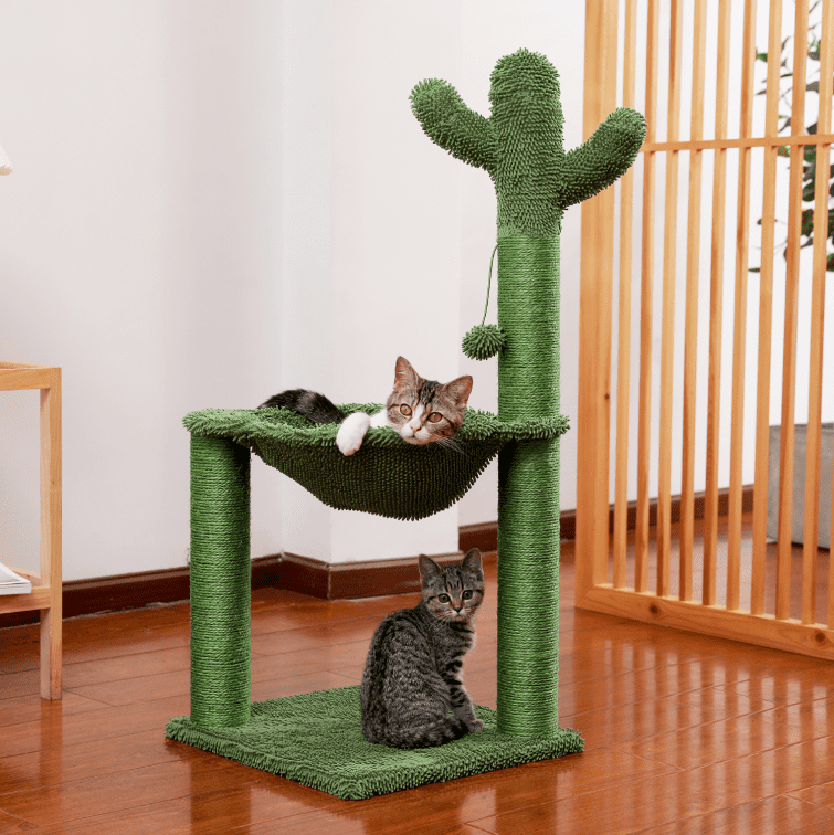 Amkui Cat Tree Cat Tower Durable Sisal-Covered Scratching Posts,Dangling Ball,Jumping Platform for Cats Play &Sleep,Pet House