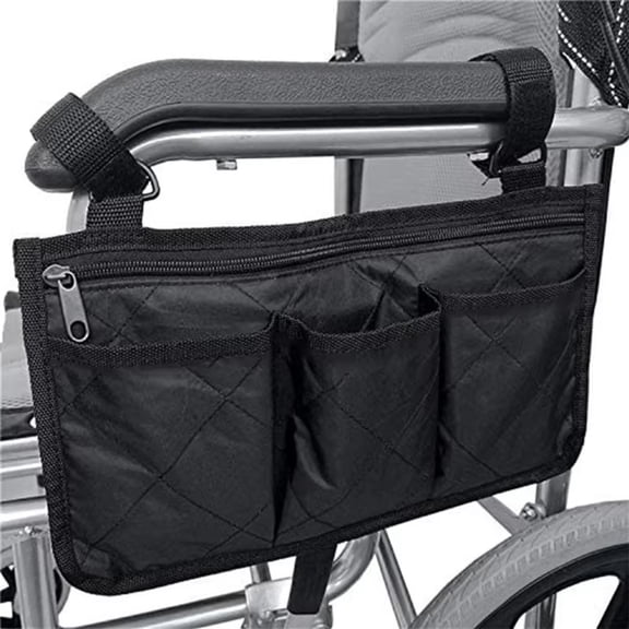 Wheelchair Armrest Side Storage Bag - Cross-Border Special Multi-Pocket Organizer, Waterproof Oxford Cloth for Phone Sundries, Durable for Disabled