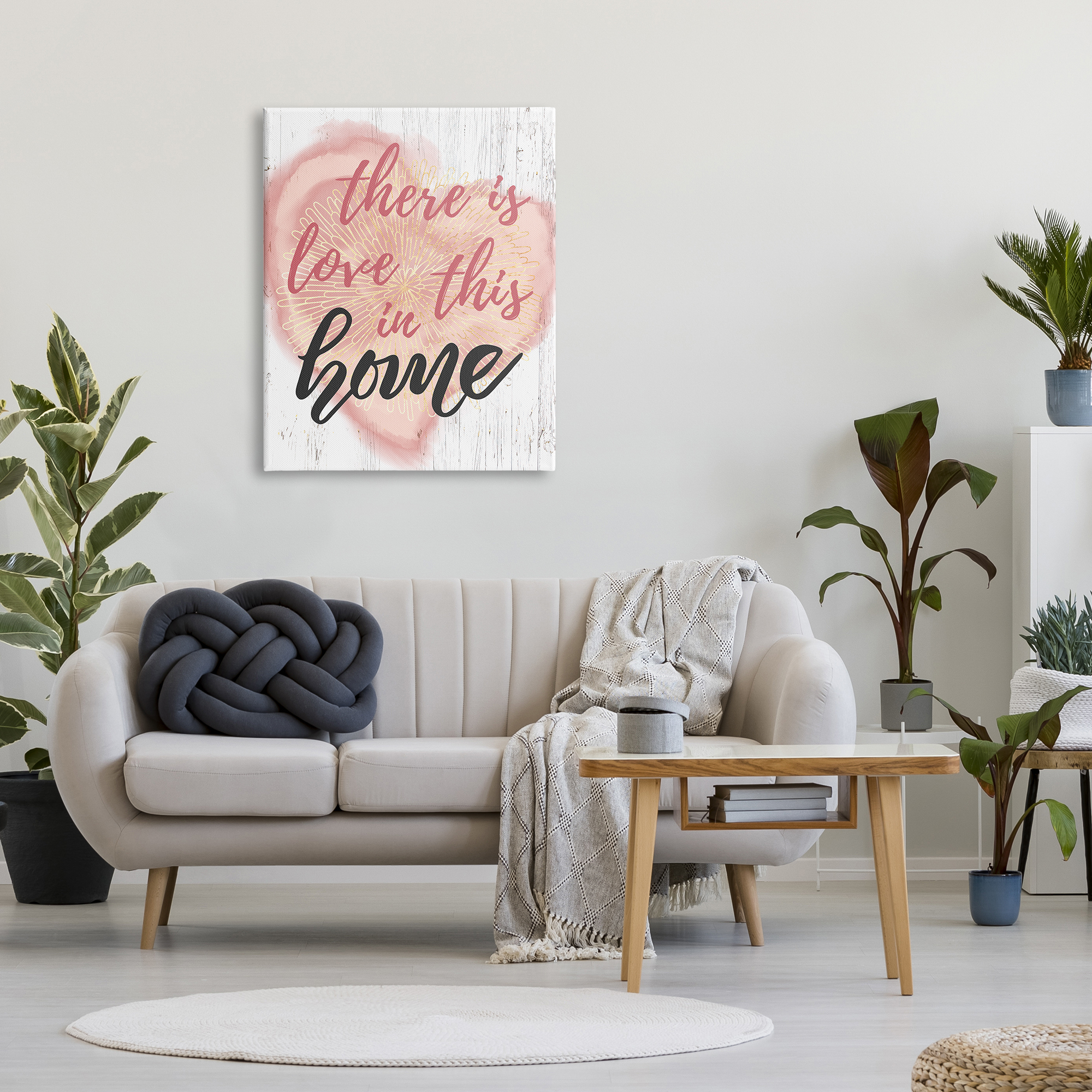 Design by Ziwei Li Love In This Home Phrase Floral Pattern Heart 30 in x 40 in Painting Canvas Art Print, by Stupell Home Décor