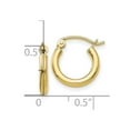 thumbnail image 2 of 10k Yellow Gold Polished 2mm Lightweight Tube Hoop Earrings 13x12.25mm Wide 2mm Thick Hoop Earring for Women, 2 of 2